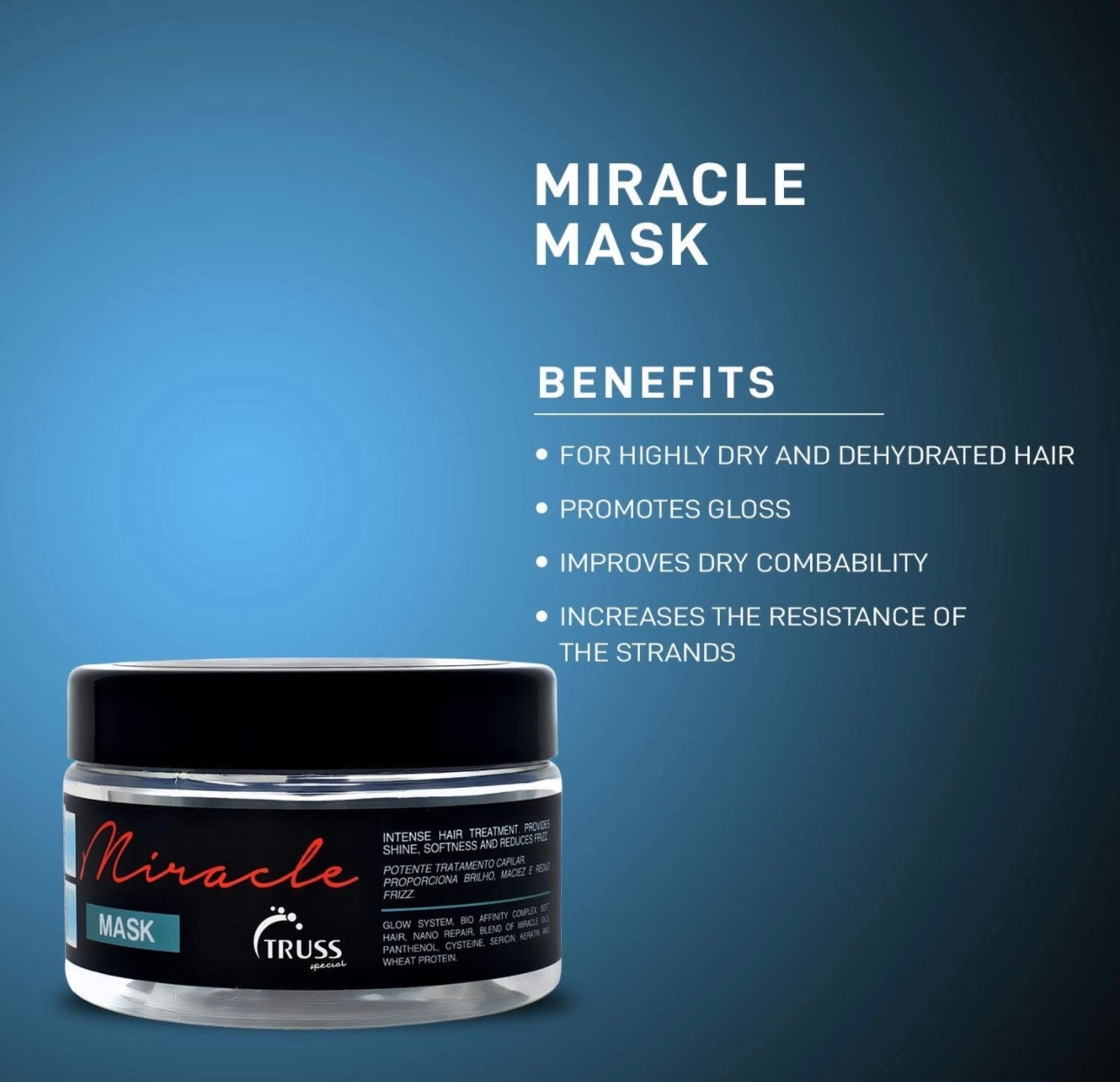 Professional Miracle Mask - Intensive Moisture; Protein Infused; Keratin Conditioning Hair Mask