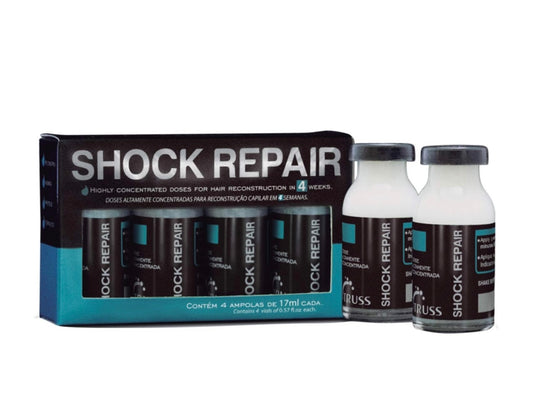 Shock Repair - Hair Treatment For Damaged Hair - Highly Concentrated Ampoules For Weekly Reconstruction & Hair Repair. Promotes Hydration, Strength And Protection - 4 Week Supply