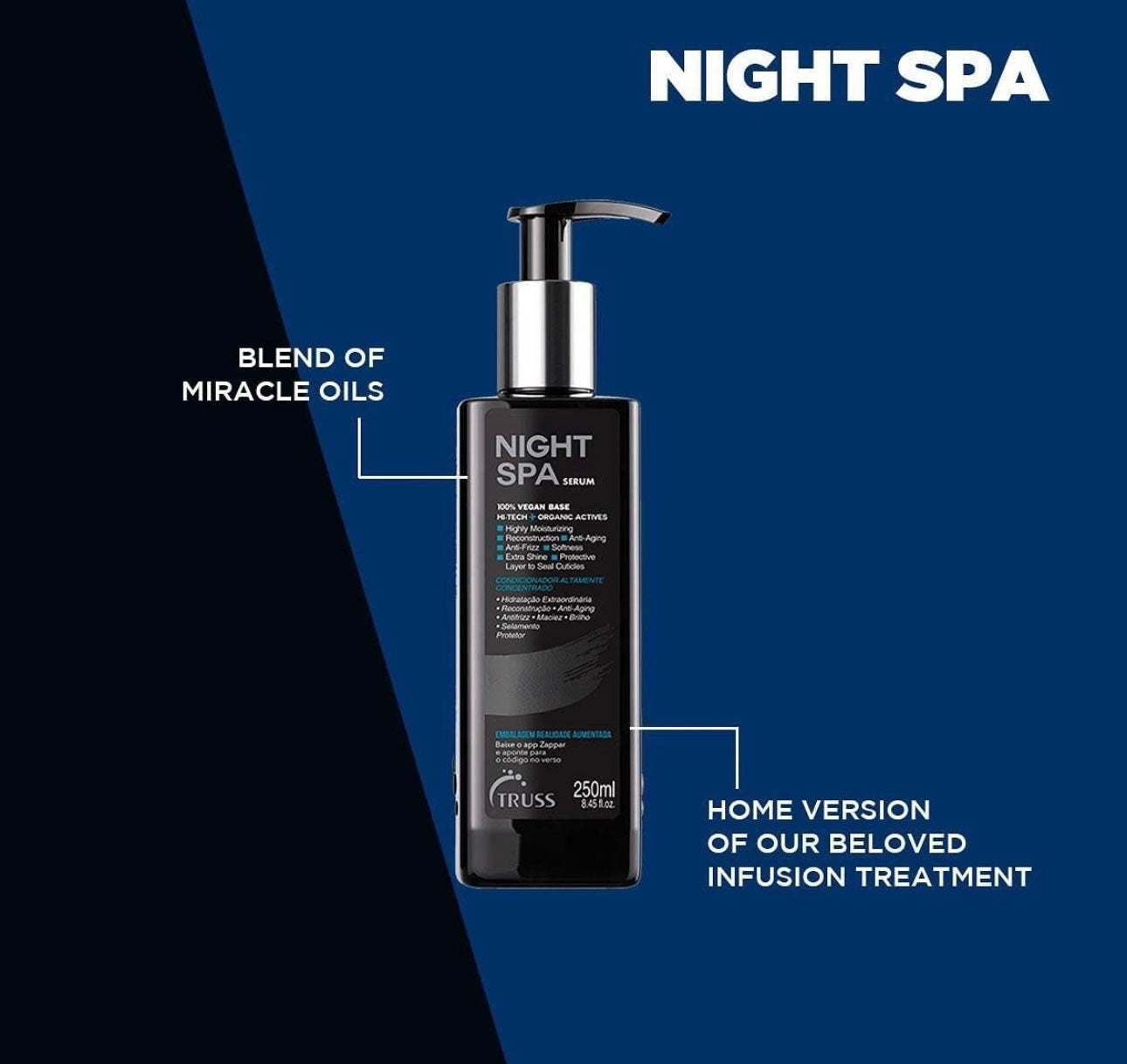 TRUSS Night Spa Serum - Overnight Hair Treatment - 100% Vegan Wax Base, Organic Actives - Moisturizing, Anti-Aging, Anti-Frizz Formula - Offers Softness, Extra Shine, Seals Hair Cuticle