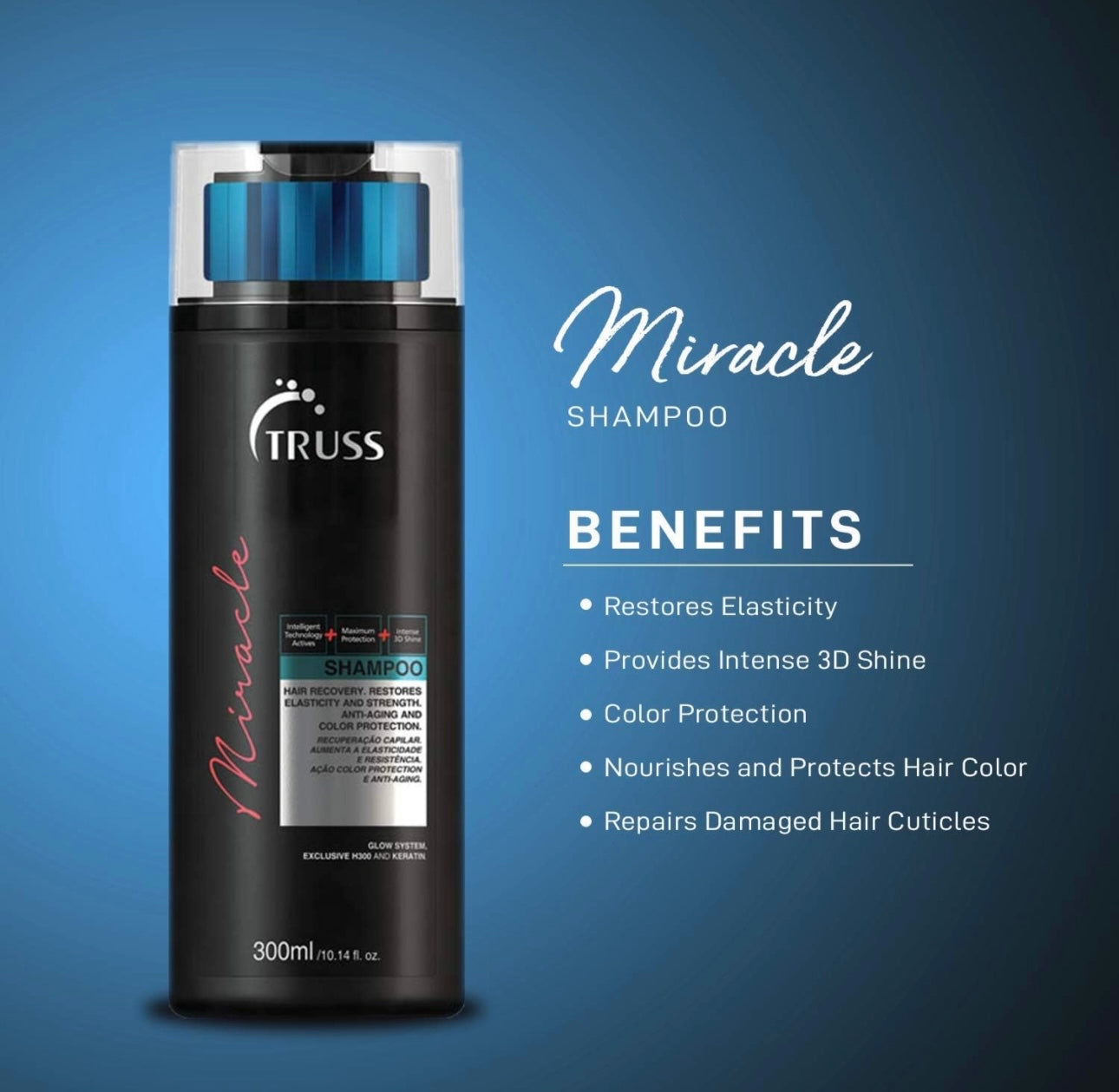 Miracle Shampoo - Repairs Damaged Hair, Restores Elasticity & Strength, Provides Shine, Resistance, Softness, Anti-Aging and Color Protection